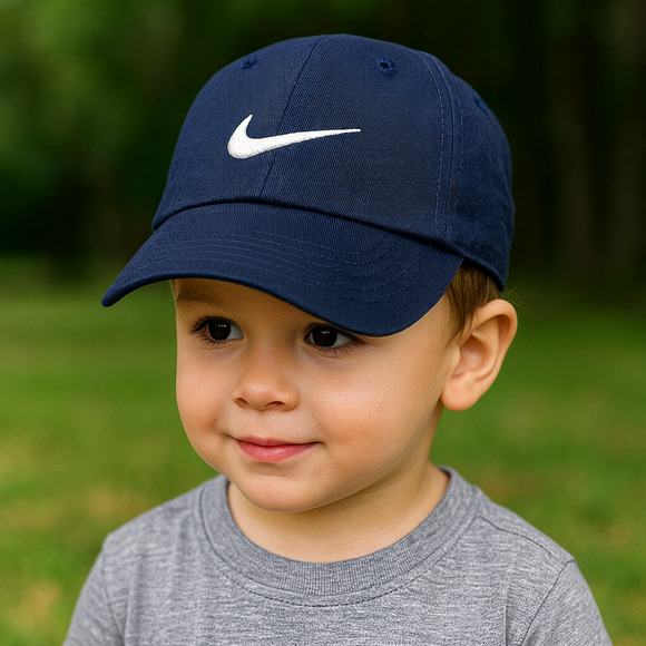 Nike Club Cap Kids Toddler Swoosh Adjustable Hat Obsidian White 2-4T New - Picture 1 of 11